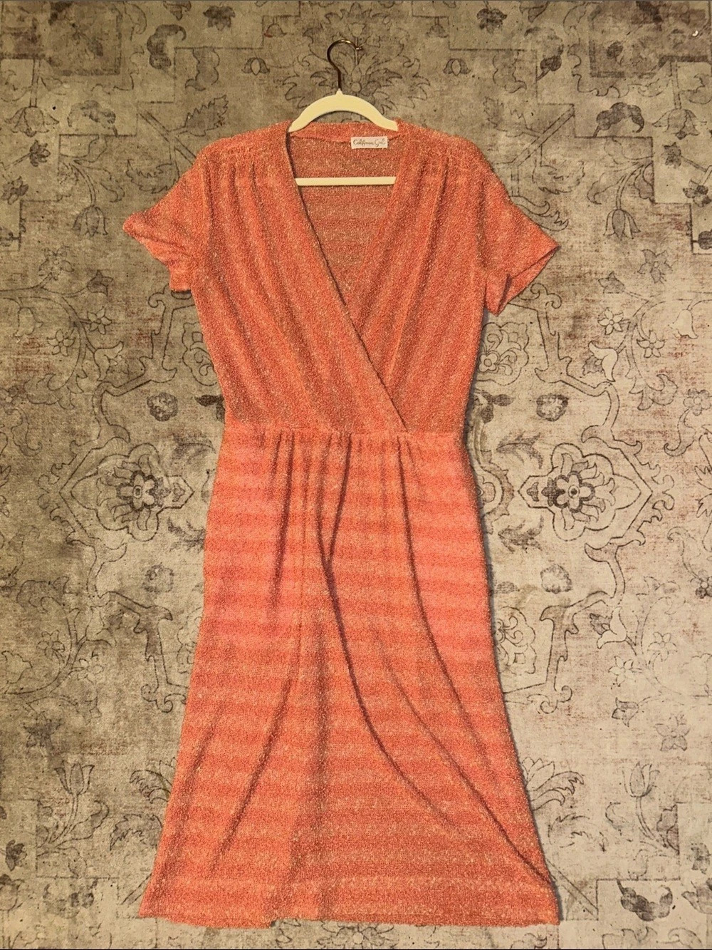 California Girl Orange Wrap Maxi Dress Like New